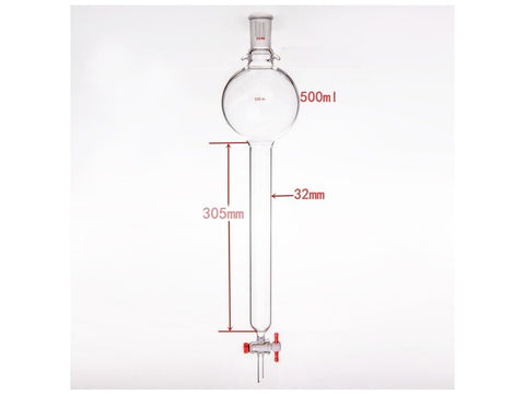 MSE PRO Storage Ball Chromatography Column with Ears, 24/40, φ32mm, Effective Length 305mm, Storage Ball: 500mL - MSE Supplies LLC