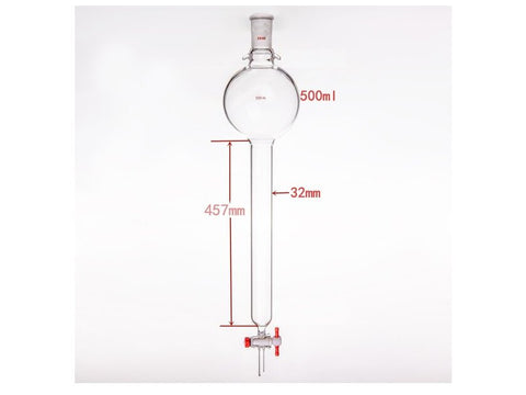 MSE PRO Storage Ball Chromatography Column with Ears, 24/40, φ32mm, Effective Length 457mm, Storage Ball: 500mL - MSE Supplies LLC