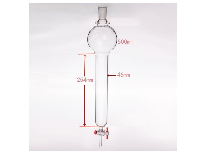 MSE PRO Storage Ball Chromatography Column with Ears, 24/40, φ46mm, Effective Length 254mm, Storage Ball: 500mL