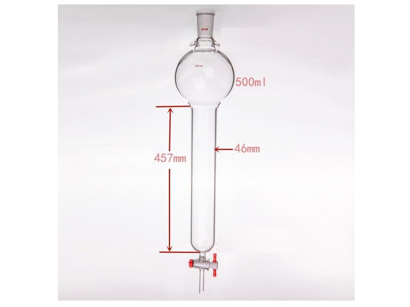 MSE PRO Storage Ball Chromatography Column with Ears, 24/40, φ46mm, Effective Length 457mm, Storage Ball: 500mL - MSE Supplies LLC