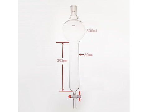 MSE PRO Storage Ball Chromatography Column with Ears, 24/40, φ60mm, Effective Length 203mm, Storage Ball: 500mL - MSE Supplies LLC
