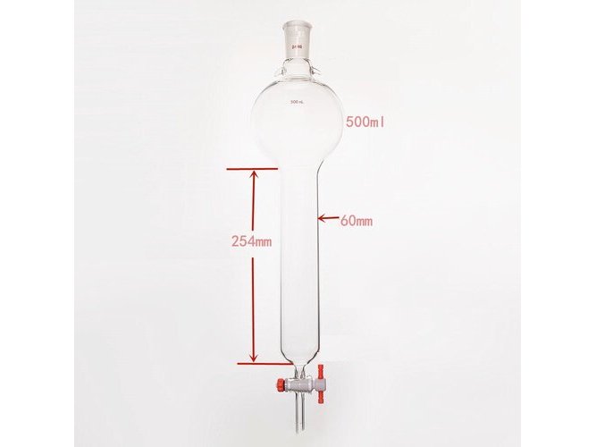 MSE PRO Storage Ball Chromatography Column with Ears, 24/40, φ60mm, Effective Length 254mm, Storage Ball: 500mL - MSE Supplies LLC