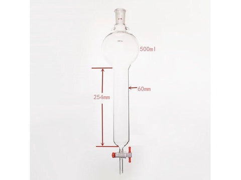 MSE PRO Storage Ball Chromatography Column with Ears, 24/40, φ60mm, Effective Length 254mm, Storage Ball: 500mL - MSE Supplies LLC