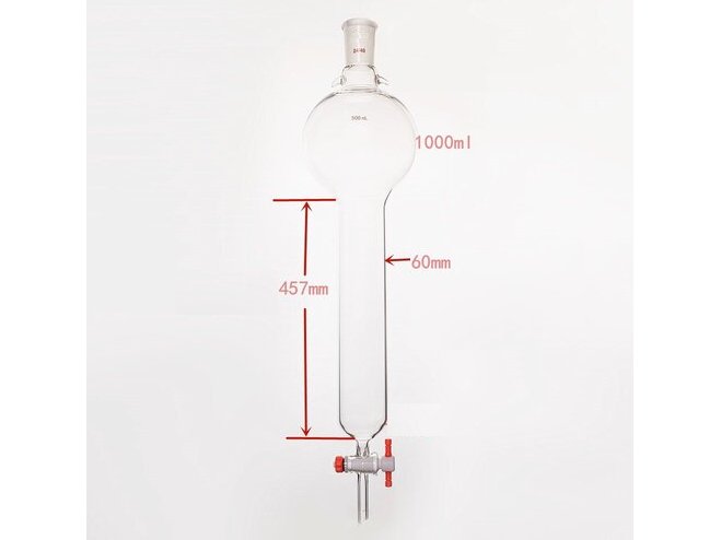 MSE PRO Storage Ball Chromatography Column with Ears, 24/40, φ60mm, Effective Length 457mm, Storage Ball: 1000mL - MSE Supplies LLC