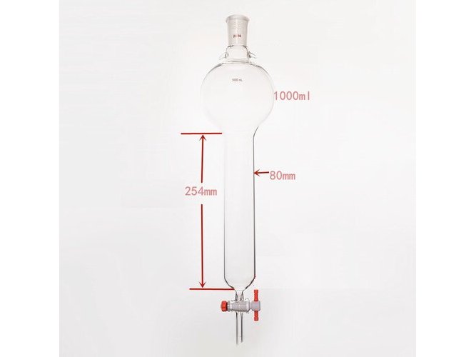 MSE PRO Storage Ball Chromatography Column with Ears, 24/40, φ80mm, Effective Length 254mm, Storage Ball: 1000mL