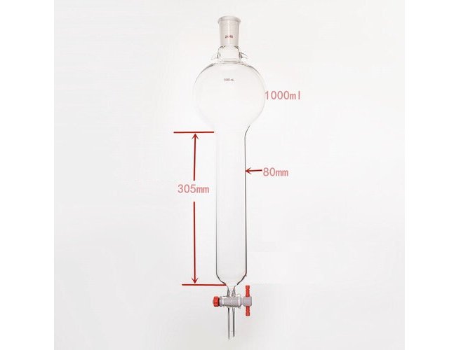MSE PRO Storage Ball Chromatography Column with Ears, 24/40, φ80mm, Effective Length 305mm, Storage Ball: 1000mL - MSE Supplies LLC