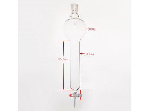 MSE PRO Storage Ball Chromatography Column with Ears, 24/40, φ80mm, Effective Length 457mm, Storage Ball: 1000mL