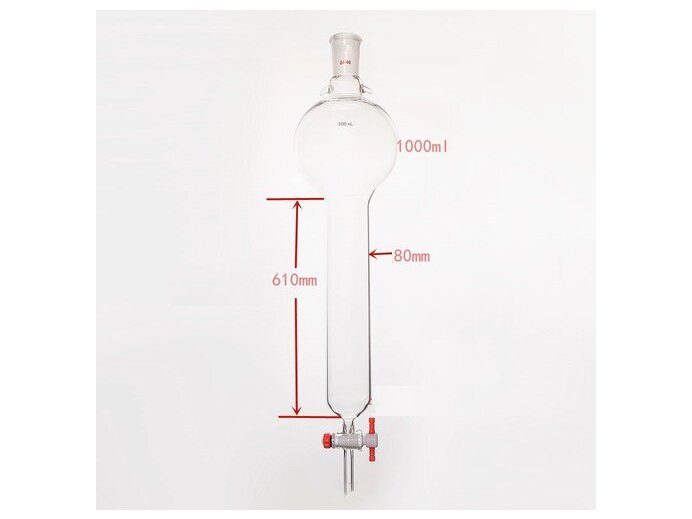 MSE PRO Storage Ball Chromatography Column with Ears, 24/40, φ80mm, Effective Length 610mm, Storage Ball: 1000mL