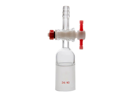 MSE PRO Straight Exhaust Joint, Internal Grinding Mouth, with PTFE Valve, 24/40, 2mm Valve Aperture