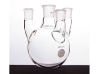 MSE PRO Straight Four-Mouth Round Bottom Ball Bottle, Main Mouth: 19/22, Side Mouth: 19/22, Front Mouth: 14/20, 250mL