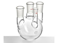 MSE PRO Straight Four-Mouth Round Bottom Ball Bottle, Main Mouth: 24/40, Side Mouth: 24/40, Front Mouth: 14/20, 500mL