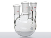 MSE PRO Straight Four-Mouth Round Bottom Ball Bottle, Main Mouth: 29/42, Side Mouth: 24/40, Front Mouth: 14/20, 500mL