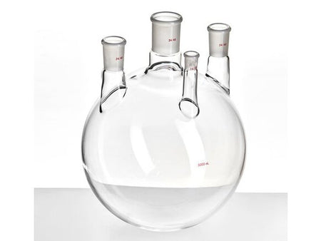 MSE PRO Straight Four-Mouth Round Bottom Ball Bottle, Main Mouth: 34/45, Side Mouth: 24/40, Front Mouth: 14/20, 5000mL