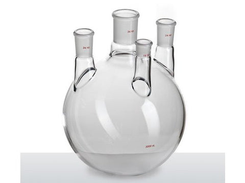 MSE PRO Straight Four-Mouth Round Bottom Ball Bottle, Main Mouth: 34/45, Side Mouth: 24/40, Front Mouth: 19/22, 3000mL