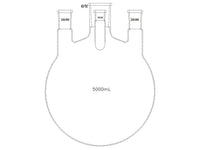 MSE PRO Straight Four-Mouth Round Bottom Ball Bottle, Main Mouth: 40/50, Side Mouth: 24/40, Front Mouth: 19/22, 5000mL