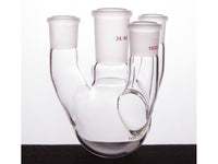 MSE PRO Straight Four-Mouth Round Bottom Ball Bottle, Middle Grinding Mouth: 24/40, Side Grinding Mouth: 19/22, 100mL