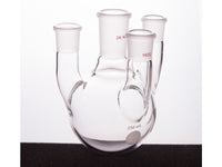 MSE PRO Straight Four-Mouth Round Bottom Ball Bottle, Middle Grinding Mouth: 24/40, Side Grinding Mouth: 19/22, 250mL - MSE Supplies LLC