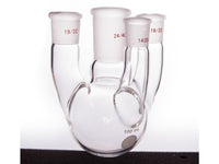 MSE PRO Straight Four-Mouth Round Bottom Ball Bottle, Middle Grinding Mouth: 24/40, Side Grinding Mouth: 19/22, Front Grinding Mouth: 14/20, 100mL