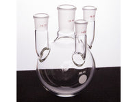 MSE PRO Straight Four-Mouth Round Bottom Ball Bottle, Middle Grinding Mouth: 24/40, Side Grinding Mouth: 19/22, Front Grinding Mouth: 14/20, 500mL