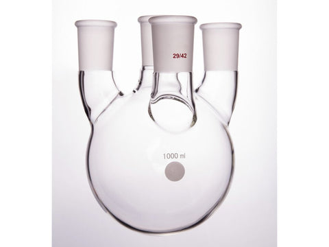 MSE PRO Straight Four-Mouth Round Bottom Ball Bottle, Middle Grinding Mouth: 29/42, Side Grinding Mouth: 29/42, 1000mL