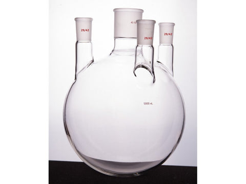 MSE PRO Straight Four-Mouth Round Bottom Ball Bottle, Middle Grinding Mouth: 45/50, Side Grinding Mouth: 29/42, 5000mL