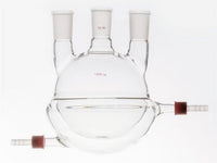 MSE PRO Straight Three-Mouth Semi-Jacketed Round Bottom Bottle, Capacity: 1000mL, Main Mouth: 24/40, Side Mouth: 24/40