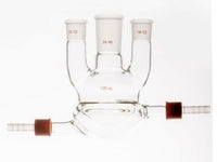 MSE PRO Straight Three-Mouth Semi-Jacketed Round Bottom Bottle, Capacity: 100mL, Main Mouth: 24/40, Side Mouth: 19/22