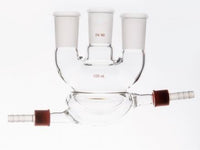 MSE PRO Straight Three-Mouth Semi-Jacketed Round Bottom Bottle, Capacity: 100mL, Main Mouth: 24/40, Side Mouth: 24/40