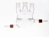 MSE PRO Straight Three-Mouth Semi-Jacketed Round Bottom Bottle, Capacity: 250mL, Main Mouth: 19/22, Side Mouth: 19/22