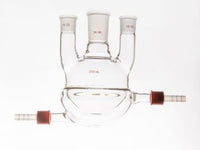 MSE PRO Straight Three-Mouth Semi-Jacketed Round Bottom Bottle, Capacity: 250mL, Main Mouth: 24/40, Side Mouth: 19/22