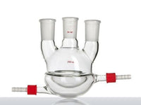 MSE PRO Straight Three-Mouth Semi-Jacketed Round Bottom Bottle, Capacity: 250mL, Main Mouth: 24/40, Side Mouth: 24/40
