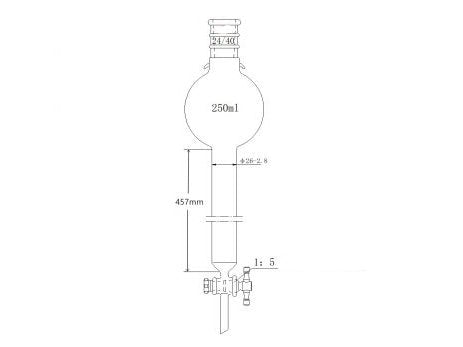 MSE PRO Strengthened Mouth, with Ears, with Storage Ball Chromatography Column, 24/40, φ26mm, Effective Length 457mm, Storage Ball: 500mL