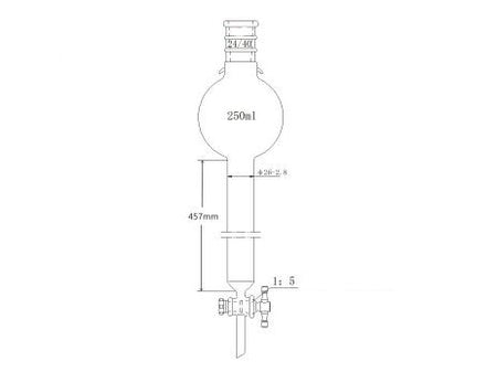 MSE PRO Strengthened Mouth, with Ears, with Storage Ball Chromatography Column, 24/40, φ26mm, Effective Length 457mm, Storage Ball: 500mL
