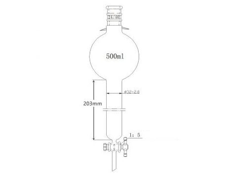 MSE PRO Strengthened Mouth, with Ears, with Storage Ball Chromatography Column, 24/40, φ32mm, Effective Length 203mm, Storage Ball: 500mL