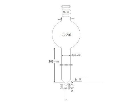 MSE PRO Strengthened Mouth, with Ears, with Storage Ball Chromatography Column, 24/40, φ32mm, Effective Length 305mm, Storage Ball: 500mL