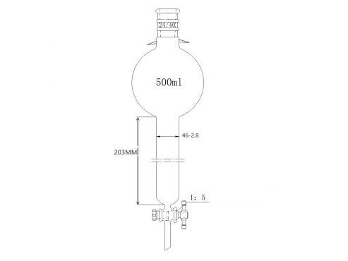 MSE PRO Strengthened Mouth, with Ears, with Storage Ball Chromatography Column, 24/40, φ46mm, Effective Length 203mm, Storage Ball: 500mL