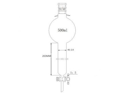 MSE PRO Strengthened Mouth, with Ears, with Storage Ball Chromatography Column, 24/40, φ46mm, Effective Length 203mm, Storage Ball: 500mL