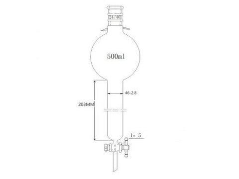 MSE PRO Strengthened Mouth, with Ears, with Storage Ball Chromatography Column, 24/40, φ46mm, Effective Length 203mm, Storage Ball: 500mL
