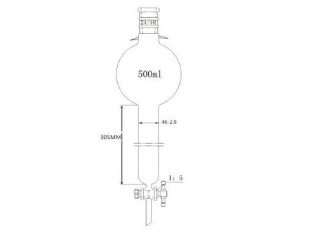 MSE PRO Strengthened Mouth, with Ears, with Storage Ball Chromatography Column, 24/40, φ46mm, Effective Length 305mm, Storage Ball: 500mL - MSE Supplies LLC