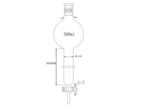 MSE PRO Strengthened Mouth, with Ears, with Storage Ball Chromatography Column, 24/40, φ46mm, Effective Length 305mm, Storage Ball: 500mL - MSE Supplies LLC