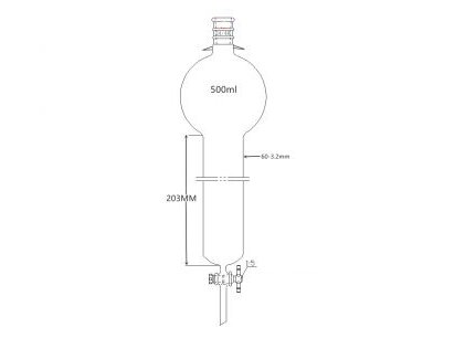 MSE PRO Strengthened Mouth, with Ears, with Storage Ball Chromatography Column, 24/40, φ60mm, Effective Length 203mm, Storage Ball: 500mL - MSE Supplies LLC