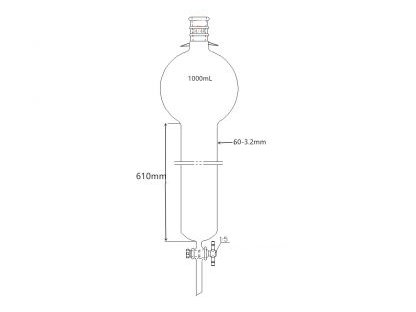 MSE PRO Strengthened Mouth, with Ears, with Storage Ball Chromatography Column, 24/40, φ60mm, Effective Length 610mm, Storage Ball: 1000mL - MSE Supplies LLC