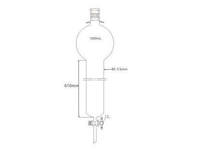 MSE PRO Strengthened Mouth, with Ears, with Storage Ball Chromatography Column, 24/40, φ80mm, Effective Length 610mm, Storage Ball: 1000mL