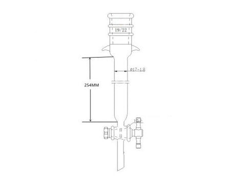 MSE PRO Strengthened Port, with Ears, Chromatography Column, φ17mm, Effective Length 254mm, Aperture of the Gate: 2mm, 19/22 - MSE Supplies LLC