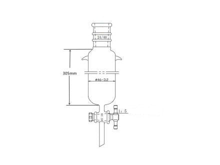 MSE PRO Strengthened Port, with Ears, Chromatography Column, φ46mm, Effective Length 305mm, Aperture of the Gate: 2mm, 24/40