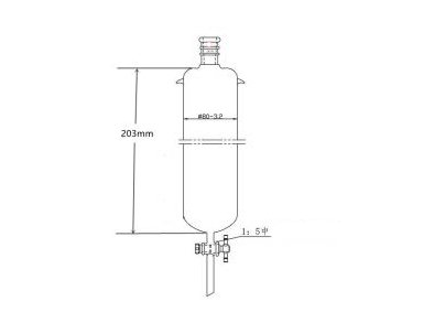 MSE PRO Strengthened Port, with Ears, Chromatography Column, φ80mm, Effective Length 203mm, Aperture of the Gate: 4mm, 24/40