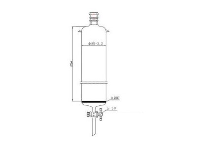 MSE PRO Strengthened Port, with Ears, Chromatography Column, φ80mm, Effective Length 254mm, Aperture of the Gate: 4mm, 24/40