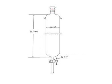 MSE PRO Strengthened Port, with Ears, Chromatography Column, φ80mm, Effective Length 457mm, Aperture of the Gate: 4mm, 24/40