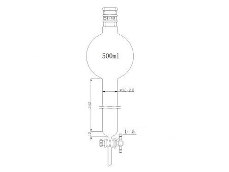MSE PRO Strengthened Port, with Storage Ball Chromatography Column, 24/40, φ32mm, Effective Length 254mm, Storage Ball: 500mL - MSE Supplies LLC