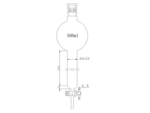 MSE PRO Strengthened Port, with Storage Ball Chromatography Column, 24/40, φ32mm, Effective Length 305mm, Storage Ball: 500mL